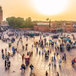 Marrakech,,Morocco,,September,3,2018:,Sunset,Over,The,Big,Crowd